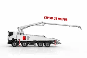 Автобетононасос со стрелой 28 м для подачи бетона на объект в Воскресенске